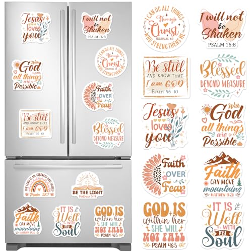 JoyAura Boho Refrigerator Magnets - 12 Pcs Inspirational Bible Fridge Magnetic Decorations Religious Jesus Christian Verse Scripture Locker Accessories Decor for Girls Home Kitchen