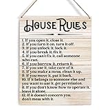 House Rules Wooden Sign Wall Decor Rustic House Rules If You Open It Close It Wood Plaque Hanging Sign Decoration for Home Door 8 x 10