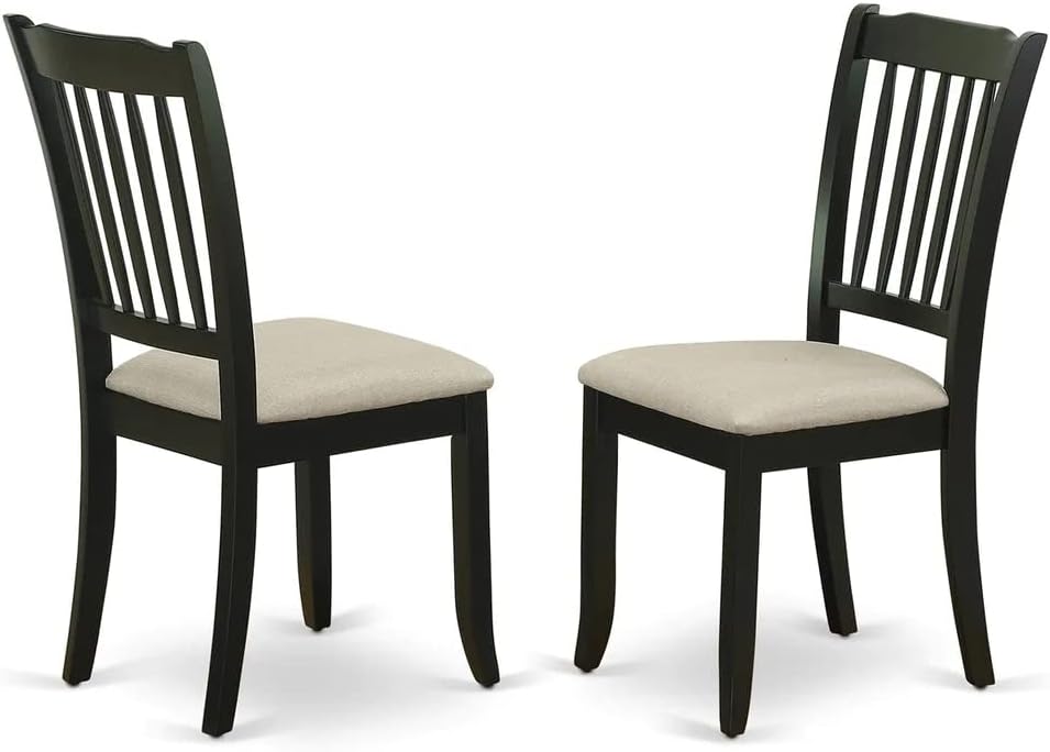 East West Furniture NODA3-BLK-C 3 Piece Dining Room Furniture Set Contains a Rectangle Wooden Table with Butterfly Leaf and 2 Linen Fabric Kitchen Dining Chairs, 32x54 Inch, Black
