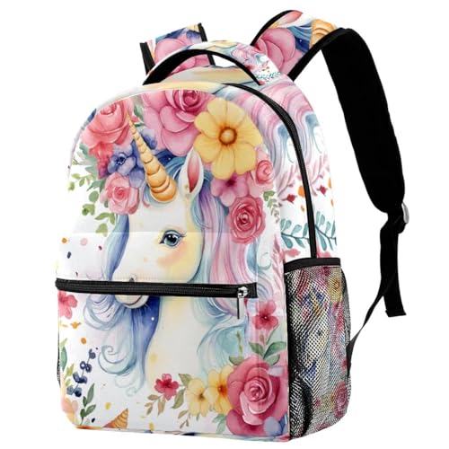 Sac à dos voyage licorne motif fleurs multicolore, le cadeau idéal pour fille et garçon