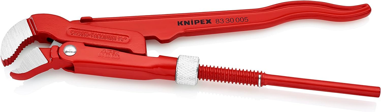 KNIPEX Llave para tubos en forma de S recubierto de pintura pulverizada, rojo 245 mm, 83 30 005
