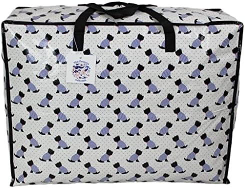 Storage Bags Water & Dust Resistant. Double zipped storage bags for toys, laundry, bedding. Underbed Wardrobe Space Saver Scotty Scottie dogs print (65 ltr)