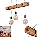 Produktbild Pendelleuchte Canedo, 3-flammige Hängelampe aus Metall/Holz in Schwarz/Braun im skandinavischen Design, Hängeleuchte mit Holzstab und Fassungen aus Metall, 3 x E27, ohne Leuchtmittel