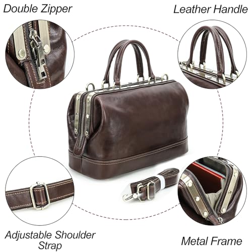 Image of CONTACTS Doctor Bag Purse for Women Luxury Leather Handbag with Lock Shoulder Bag Vintage Top Handle Bag