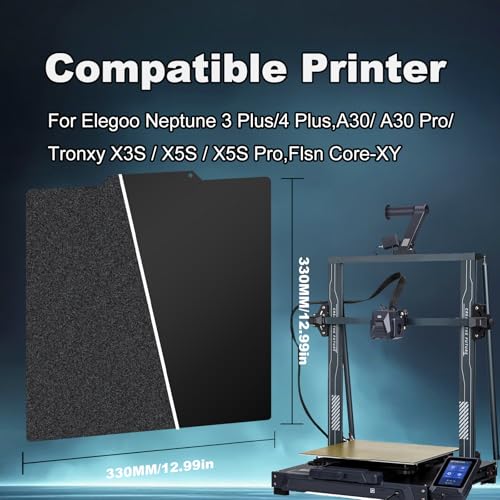 Image of 330x330mm Black Build Plate for Elegoo Neptune 3 Plus / 4 Plus /Tronxy X3S Double Sided Textured PEI Smooth PEI Spring Steel Plate Without Magnetic Base Heated Bed for Elegoo /Tronxy 3D Printer