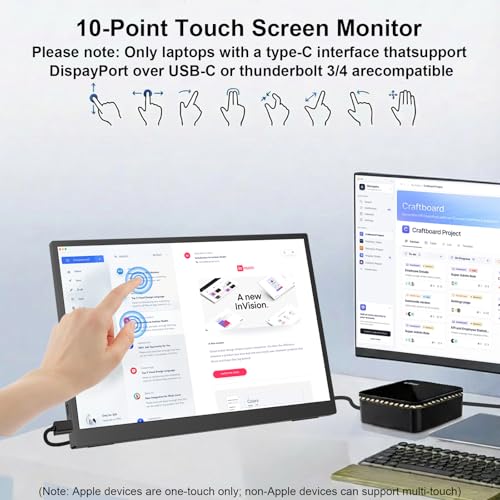 IBW 10.5" 500 Nits 2000:1 FHD 1280P IPS Monitor, Ultra-Slim USB-C HDMI HDR Portable Monitor w/Kickstand & Dual Speaker, Gaming Travel Monitor for Laptop PC (15.6 inch 1080P) by IBW - Image 2
