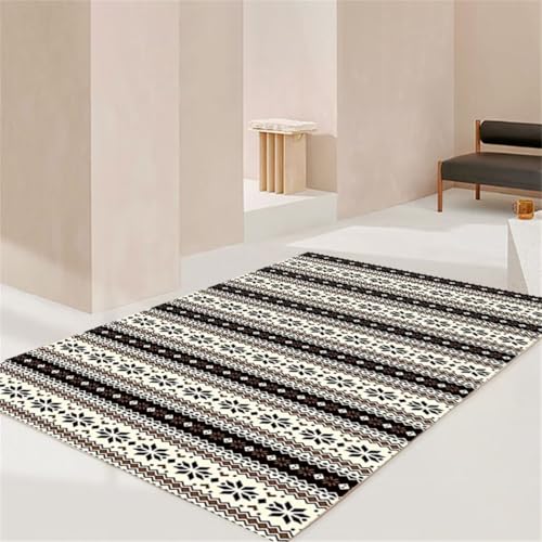 SUNYRDSM Alfombra Dormitorio Matrimonio Alfombra Infantil Grande Salón con diseño de Estampado geométrico Color café Negro Lavable 120X200CM