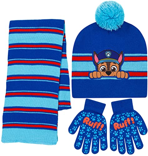 Nickelodeon Paw Patrol Chase Hat Scarf and Glove Set - Szie Boys 4-14 [4014]