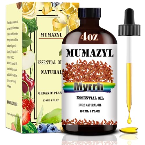 Myrrh Essential Oil, Myrrh Oil 4 Fl Oz 120ML for Diffuser Humidifier Yoga Cleaning DIY Candle Soap Making Essential Oils