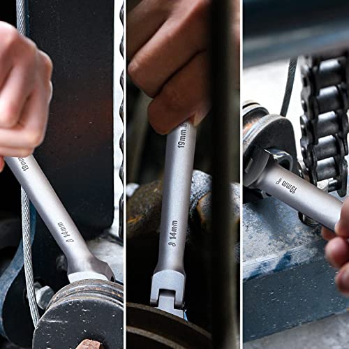 Loschen 180°Flex-Head Ratcheting Combination Wrench Set 7-In-1 Double Box End Ratchet Spanner With 8, 10, 12, 13,14,17,19Mm, Metric Wrench With 72 Teeth Made Of Chrome-Plated Cv Steel #TOP6