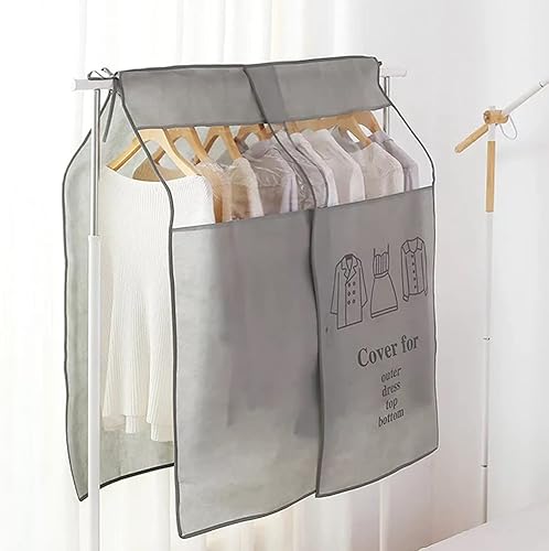 Miniatura 3 de Bolsas de ropa para colgar ropa, 43. 7 bolsas transparentes para colgar ropa para armario, cubierta inferior cerrada para perchero, protector de