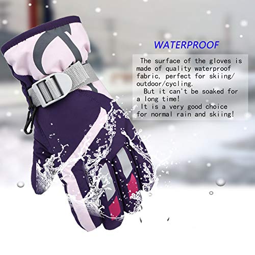 Children Ski Gloves, Thermal Snowboarding Gloves - for Kids Boys and Girls，Kids Winter Ski Gloves Waterproof Warm Full Finger Snow Gloves3