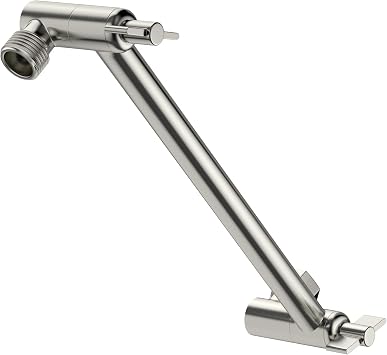 Lordear Shower Extension Arm Brushed Nickel,11 Inch Wall Mounted Extender Rainfall Adjustable Extension Shower Head Arm, Easy for Any Shower Angles