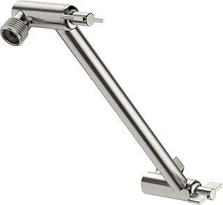 Lordear Shower Extension Arm Brushed Nickel,11 Inch Wall Mounted Extender Rainfall Adjustable Extension Shower Head Arm, Easy for Any Shower Angles