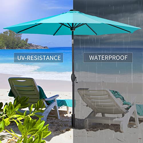 Sunoutife 10Ft Patio Umbrella With Solar Lights, 40Led Large Outdoor Table Umbrella With Tilt Adjustment And Crank For Market Garden Backyard & Pool #TOP4