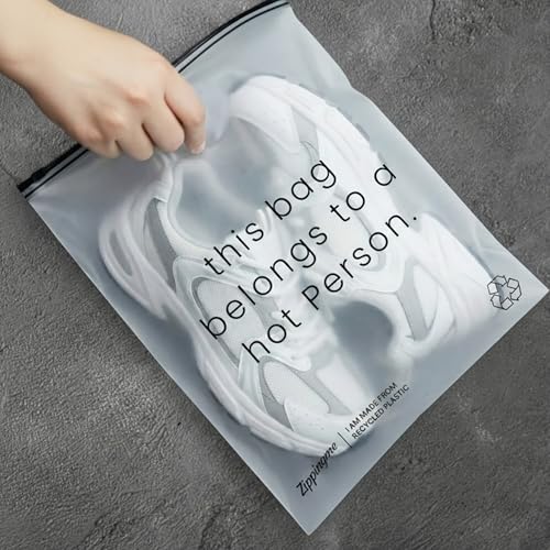 Image of Pack of 12 - Frosted Zip Slider Shoe Bag /Pouch for Travel & Storage, Shoe Cover for Travel Essentials, Multi-Purpose Zip Bag /Pouch- Waterproof, Dust Proof, Matt Transparent