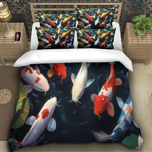 Housse de couette 135x200 carpes koï en microfibre douce - 4