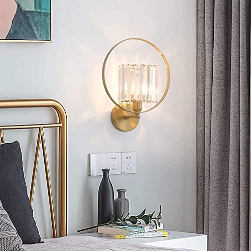 Lámpara de noche para dormitorio de latón y cristal minimalista 5