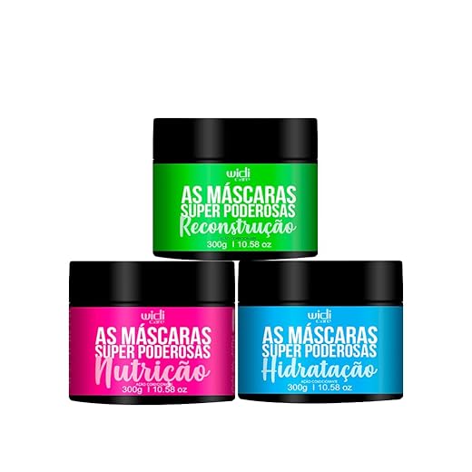 Kit Máscara Capilar Widi Care Super poderosa Reconstrução + Hidratação + Nutrição 300g cada - Tratamento profundo