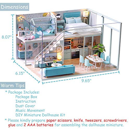 Tukiie Diy Miniature Dollhouse Kit With Furniture, 1:24 Scale Creative Room Mini Wooden Doll House Accessories Plus Dust Proof & Music Movement For Kids Teens Adults(Poetic Life) #TOP5