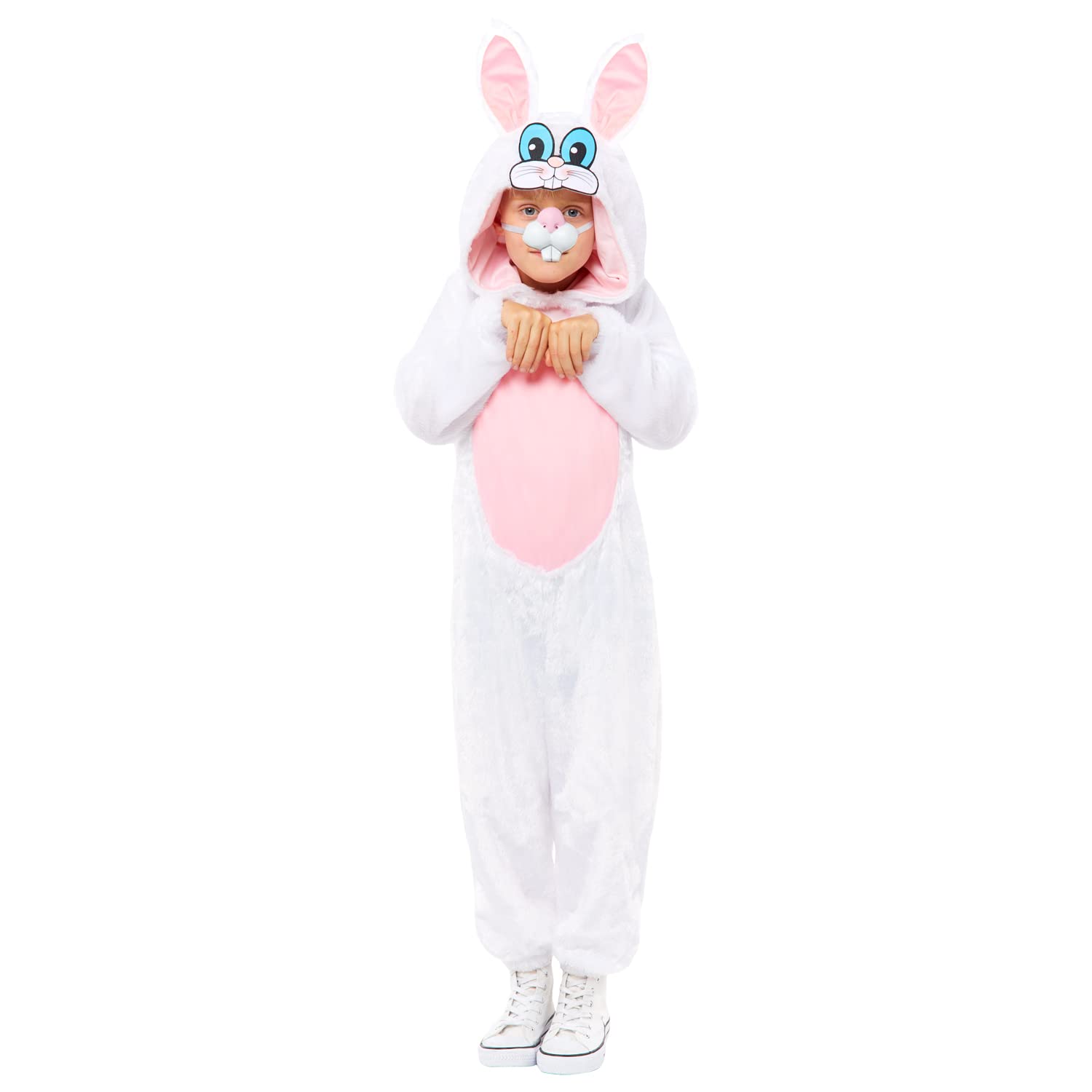 amscan 9914653 Amscan - Kids Easter Bunny Plush Jumpsuit & Hood Fancy Dress Costume Age: 8-10 years