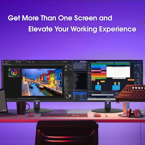 Kado Dual Monitor Setup - 2-Pack 22" 1920x1080 Computer Monitor 75Hz VESA Mount HDMI Office Gaming Hybrid Multitasking Daytrading Built-in Speakers - Image 3