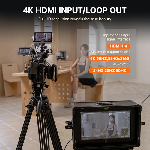 Image of VILTROX DC-V1 5.5 inch Touchscreen Camera Field Monitor DSLR Monitor with 3D LUT Waveform 400Nits 160 Wide View Angle 1920X1080 IPS 4K HDMI Loop in /Out Video Peaking Focus Assist, Battery /Sunshade Hood