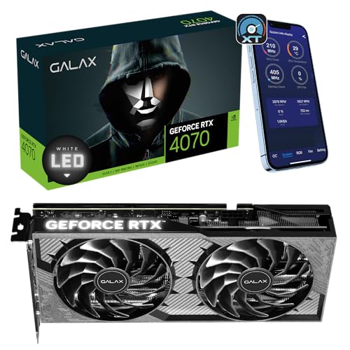 GALAX GeForce RTX™ 4070 D6 1-Click OC 2X, Xtreme Tuner App Control, 12GB, GDDR6, 192-bit, DP*3/HDMI 2.1/DLSS 3/Gaming Graphics Card