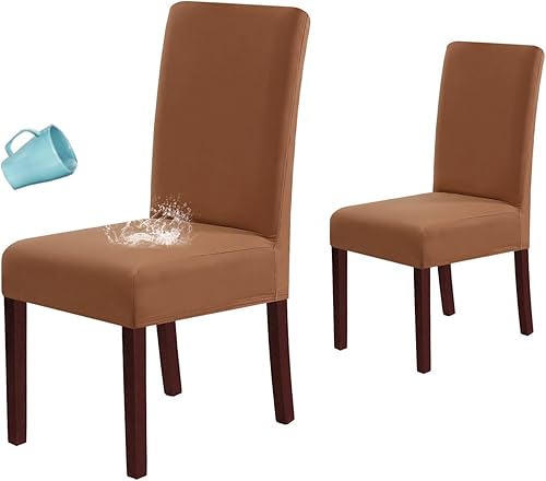 H.VERSAILTEX Juego de 2 fundas 100% impermeables para sillas de comedor, fundas elásticas para sillas de comedor, fundas protectoras para sillas de