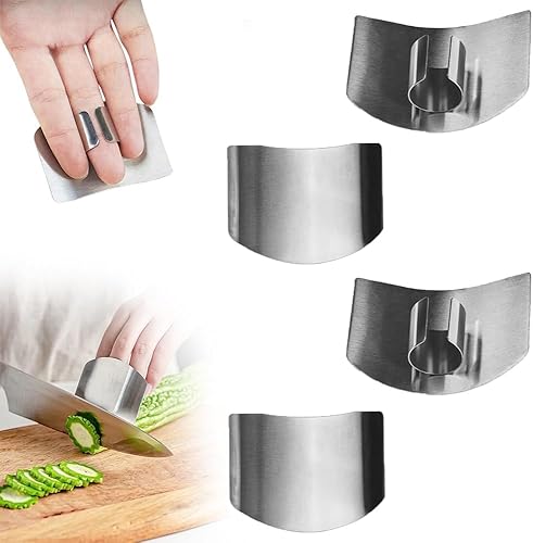 Protector de dedos de acero inoxidable, 4 protectores de dedos para cortar herramientas de cocina, protectores de dedos para cortar alimentos,