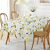 SASTYBALE Lemon Tablecloth Rectangle, Summer Table Cloth Wrinkle Resistant, Spill-Proof & Oil-Proof Table Cover with Lemon Pattern for Kitchen Dining Holiday Party Decorations-52 x 70 Inch