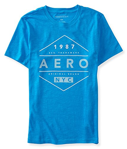 Aeropostale Men's Aero Diamond Logo Graphic T Shirt S Mexicali Blue