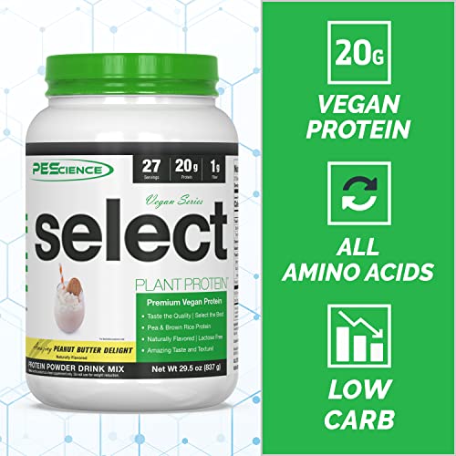 Pescience Select Vegan Plant Based Protein Powder, Peanut Butter Delight, 27 Serving, Premium Pea And Brown Rice Blend #TOP1