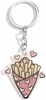 Fries Acrylic Keychain Fast Food Lover Gift Cute Snack Accessory for Women Fun Daily Use