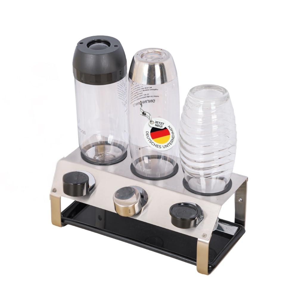 SKESH Bottle Holder 3 Stainless Steel, Drip Rack with Removable Drip Tray and Silicone Protection Rings