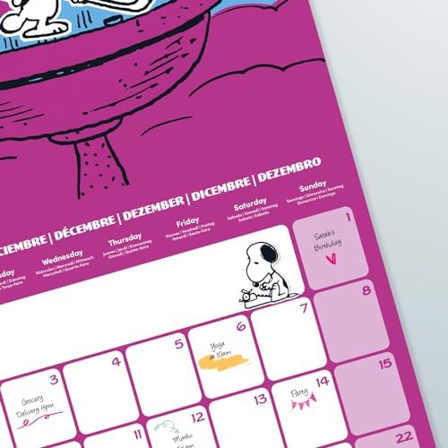 Grupo Erik Snoopy Wall Calendar 2024 12" x 12" | 12 Month Planner | Square Wall Calendar 2024 | Family Planner Calendar 2024 | Snoopy Calendar 2024 | + Free Poster
