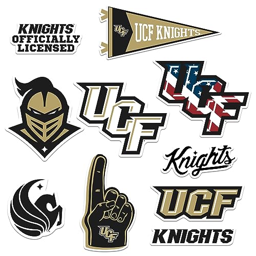 Image of University of Central Florida 9ct Vinyl Large Deluxe Stickers Variety Pack - Laptop, Water Bottle, Scrapbooking, Tablet, Skateboard, Indoor /Outdoor - Set of 9