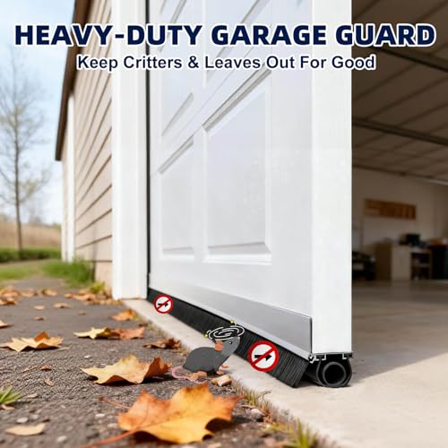 HOMEEZ 16.5ft Garage Door Seal Bottom, Heavy-Duty L-Shape Aluminum Track with High-Density Weather Brush & EPDM Rubber, Triple-Layer Sealing for Uneven Floors, Includes Pro-Manual & SS Screws by HOMEEZ - Image 2