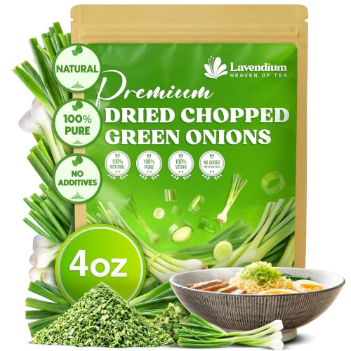 Image of Lavendium, Premium 4 oz Dried Chopped Green Onions, 100% Natural & Pure Scallion Flakes, Non-GMO, No Preservatives, Gluten-Free, Plant-Based & Vegan, Perfect for Cooking, Salads & Garnish