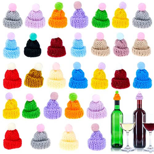 FORYNXHWIN 30pcs Mini Hut, Mini Strickmütze, Nette Puppe Hut, Tischdekoration Weihnachten für Arten von Partys Cover