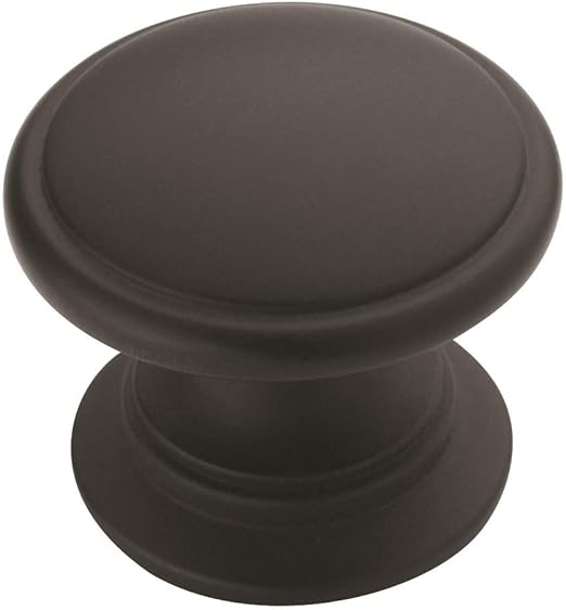 Amerock Knob Matte Black 11/4 inch (32 mm) Diameter Ravino 1 Pack Drawer
