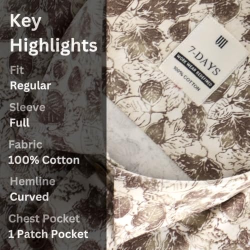 Image of 7-DAYS Men's Premium Formal Printed Shirt - 100% Cotton, Regular Fit, Full Sleeves, with Pocket - Stylish for Special Occasions.