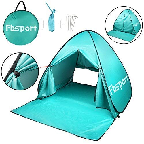 FBSPORT Portable Lightweight Beach Tent,Automatic Pop Up Sun Shelter Umbrella,Outdoor Cabana Beach Shade with UPF 50+ Sun Protection (Teal)