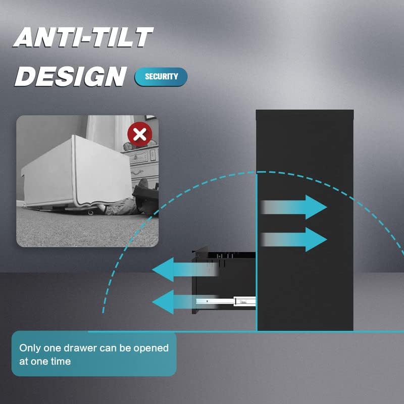 Miniatura 7 de Aobabo Archivador vertical de 3 cajones, 35.55 pulgadas de ancho, archivador vertical de 3 cajones con cerradura, muebles escolares de oficina en