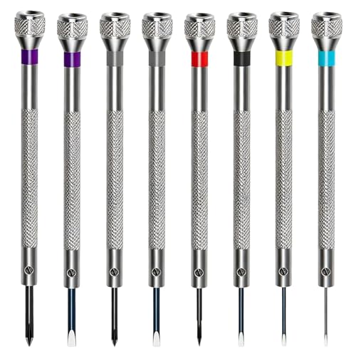 8 PCS Kit Tournevis de Précision 0,6-1,6 mm,Tournevis Horlogerie,Jeu Petit Tourne Vis Horlogers,Tournevis d'horloger de Précision,Outils de Réparation...