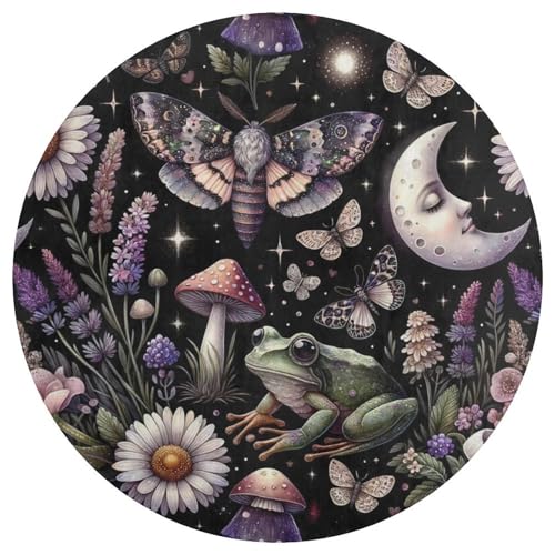 Tapis rond 90x90 cm velours corail floral doux et sécurisé - 5