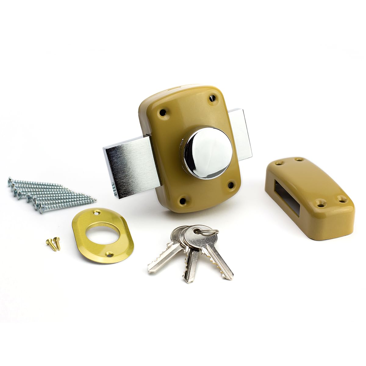 Verrou de sécurité Metalux série 843 couleur bronze à bouton pour porte