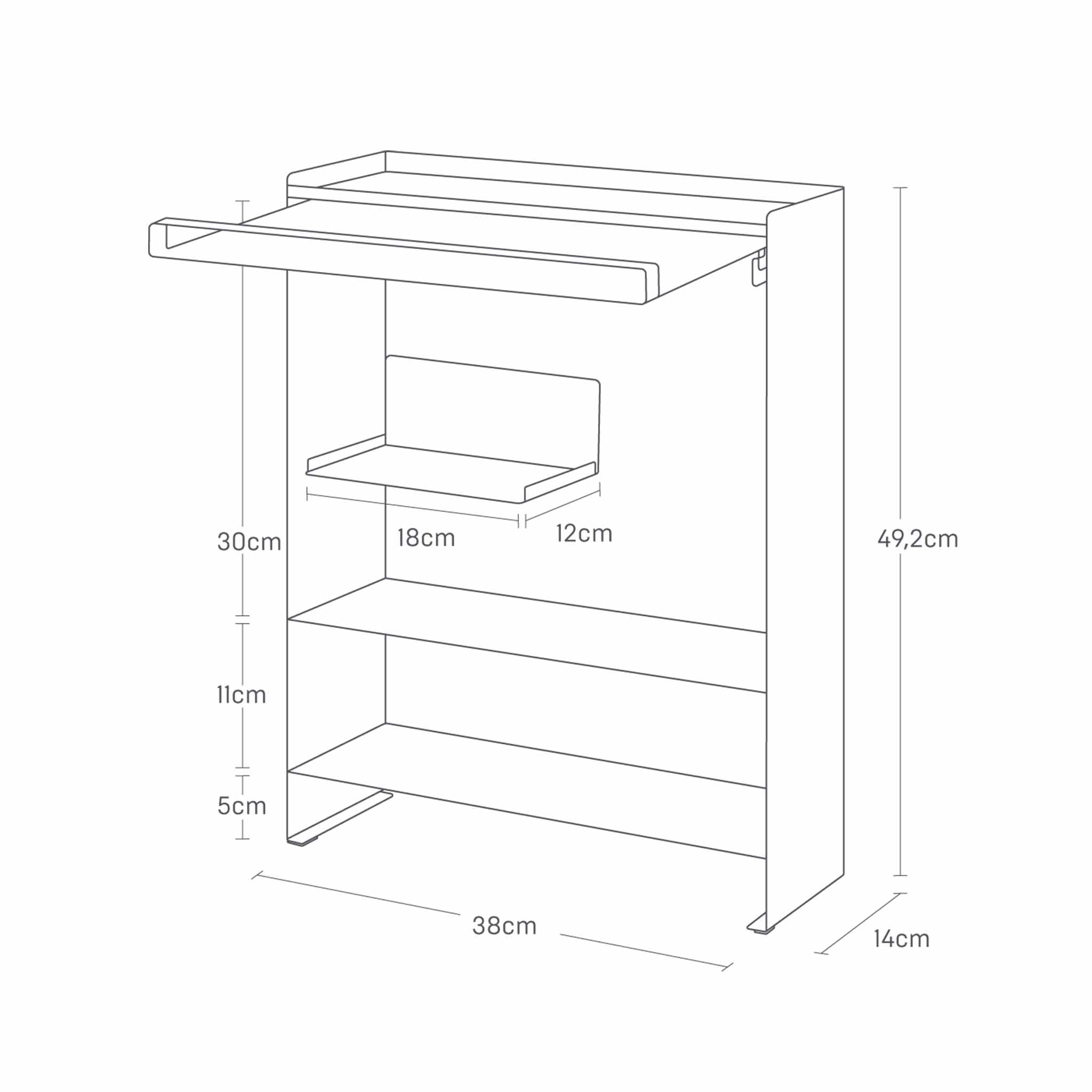 YAMAZAKI 2009 TOWER 3Tiered Seasoning Rack, white, Steel/POM Resin, 38 x 16.3 x 49.2 cm
