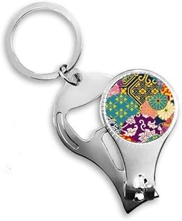 Flores folhas linhas padrão China estilo japonês alicate anel chaveiro abridor de garrafa cortador