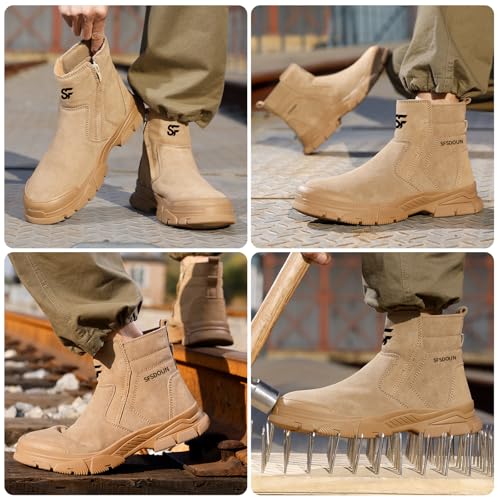SFSDOUN Steel Toe Slip-On Boots